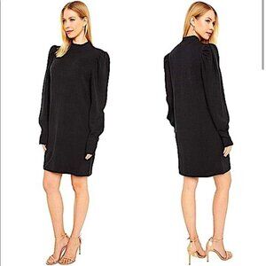 Wayf Lola Puff Sleeve Black Sweater Dress